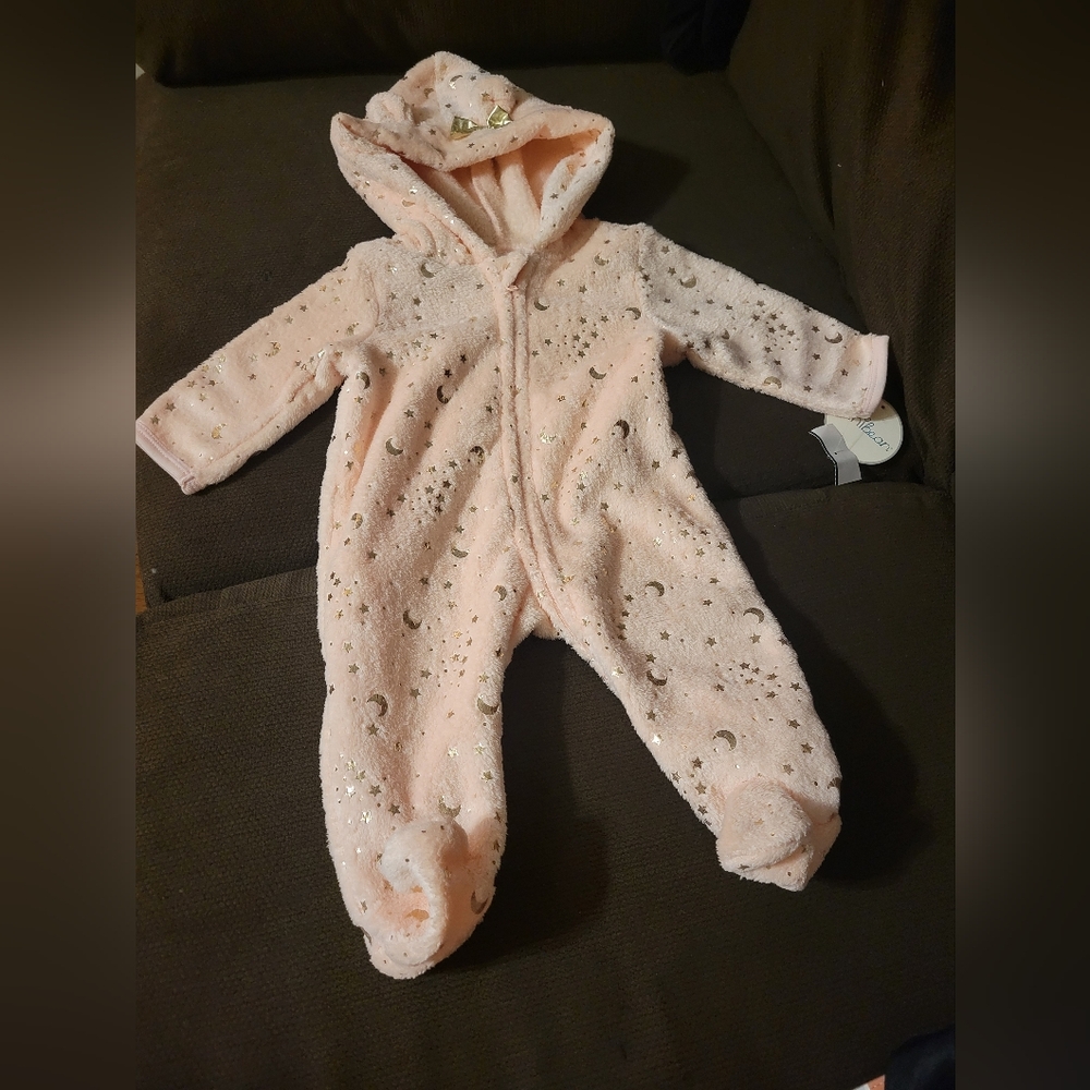 MiniBean Adorable Blush and Gold Kids One Piece Coat SZ 3/6 M